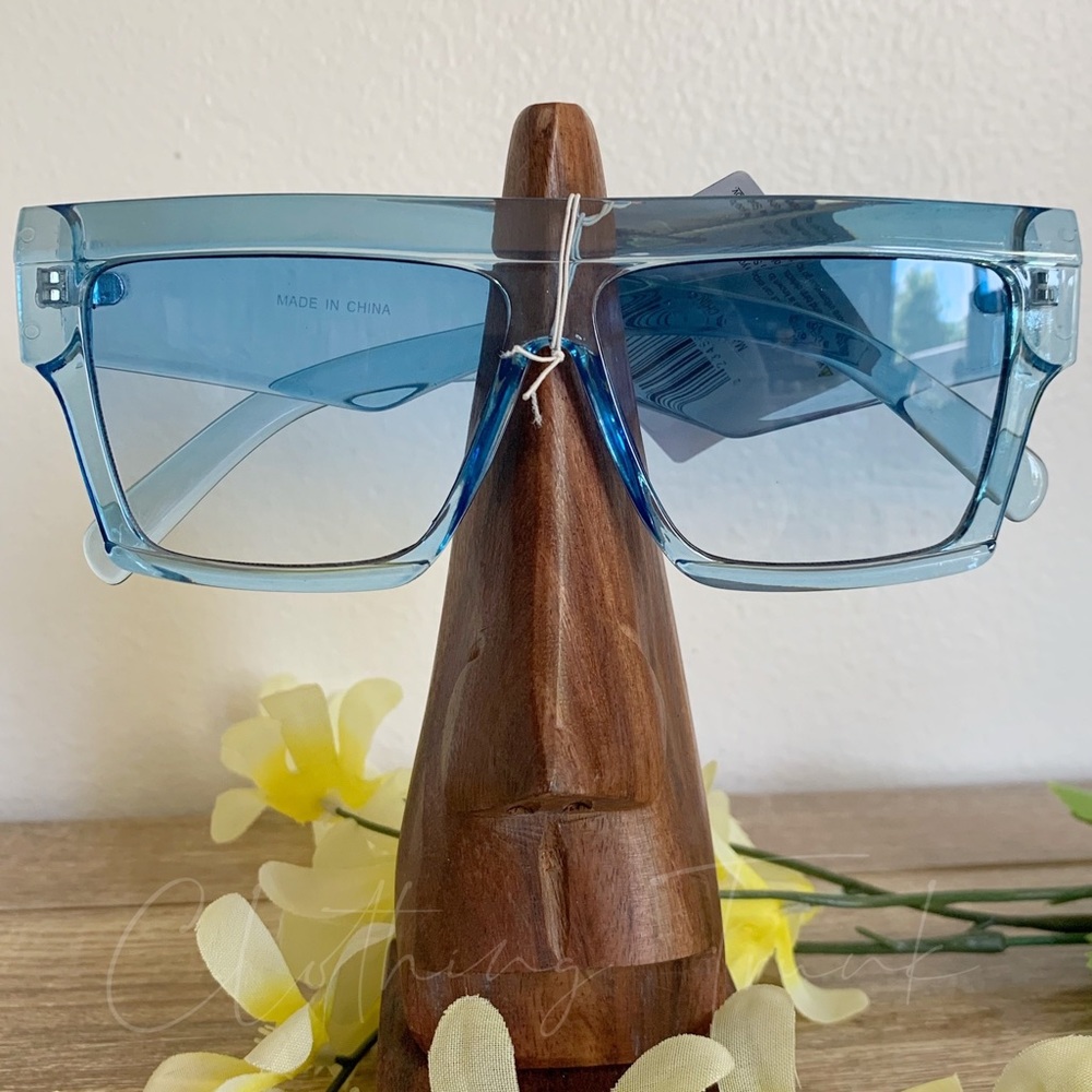 NWT Modern Clear Blue Square Sunglasses UV400